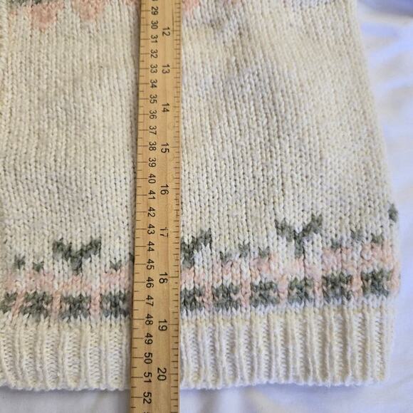 D.D. Sloane Womens Vintage Fair Isle Cardigan Sweater M Wool Grannycore Pastel - Picture 11 of 11